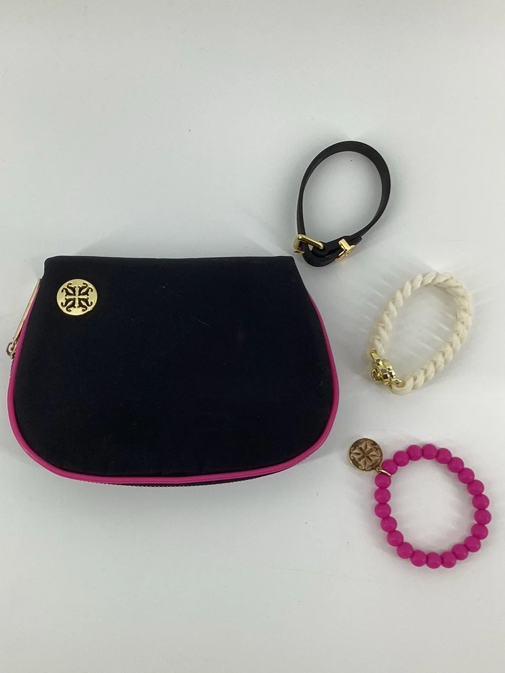 Rustic Cuff Pink Silicone Bracelet with Gold Charm